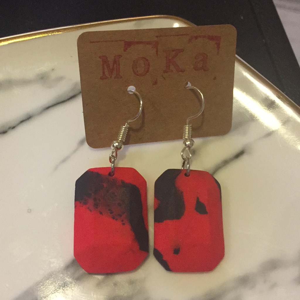 Handmade Polymer Clay Earrings - Rectangle